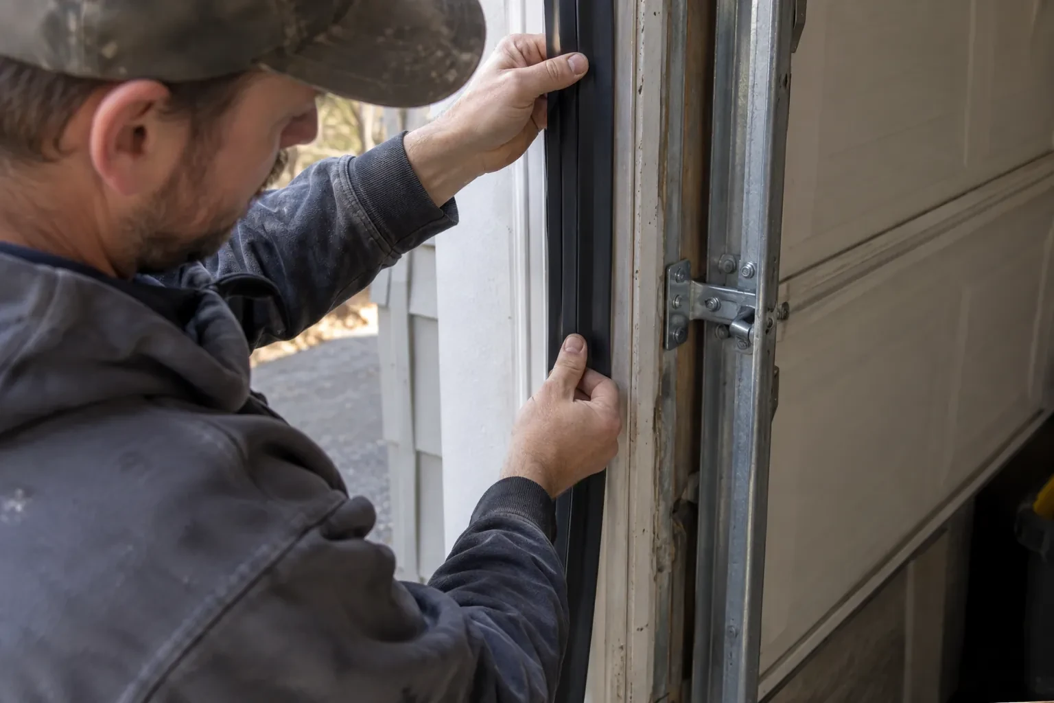 Illustrative garage doors scene; not an actual job